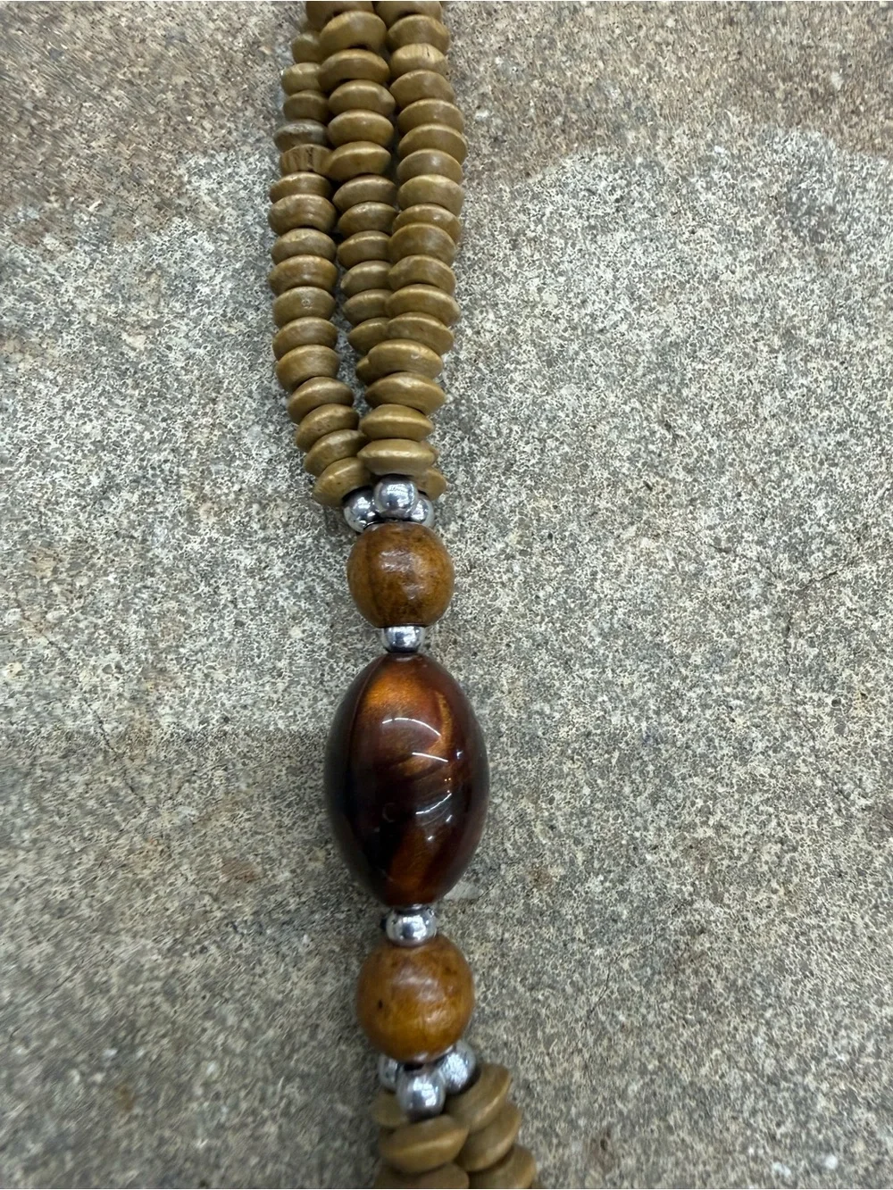 Bohemian Brown Beaded Necklace with Silver Star Pendant